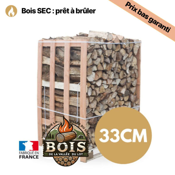 Bois de chauffage 33 cm rangé sur palette 1,75 m³ – 2,5 stères