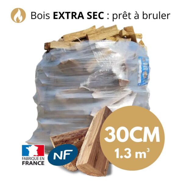 Bois de chauffage 30 cm ballot sur palette 1,3 m³ Extra Sec – 1,45 stère