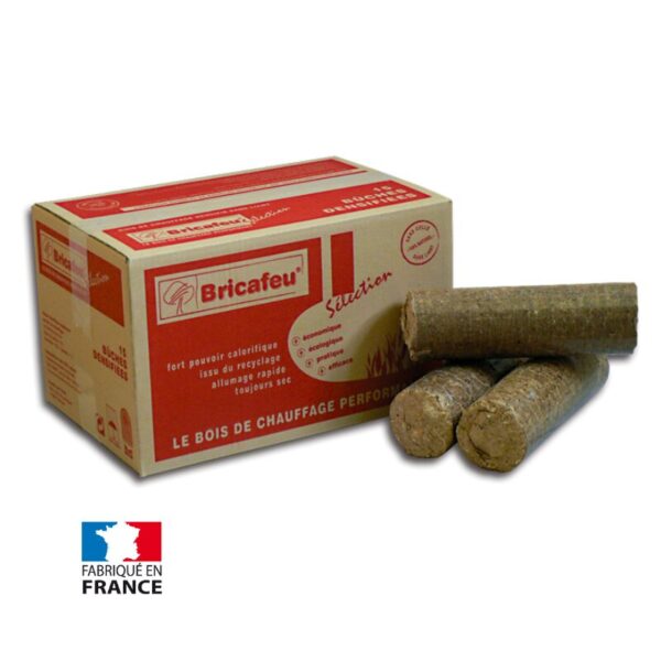 Bûches compressées Bricafeu – Carton de 15 bûches