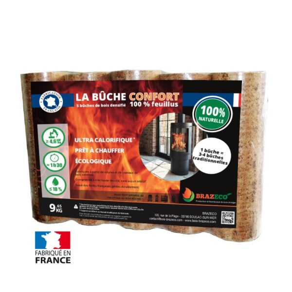 Bûches compressées confort Brazeco – Pack de 5 bûches